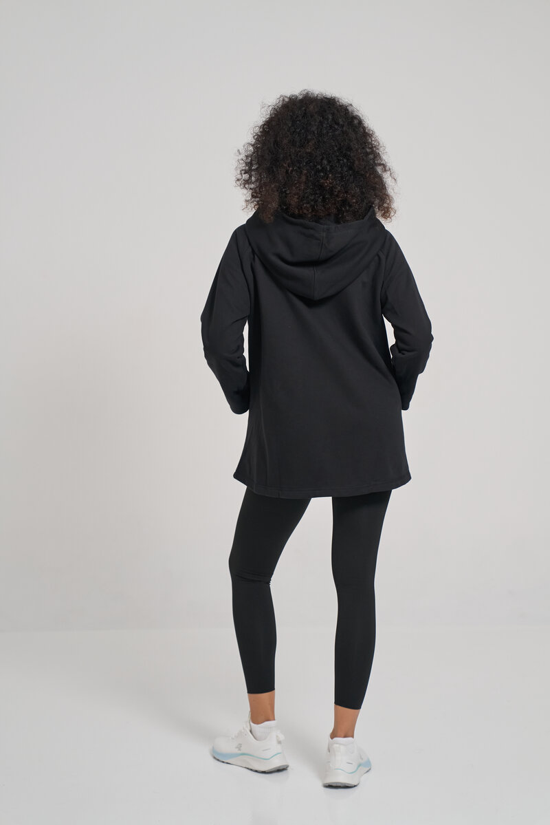 Black Terry Cotton Hooded Jacket 