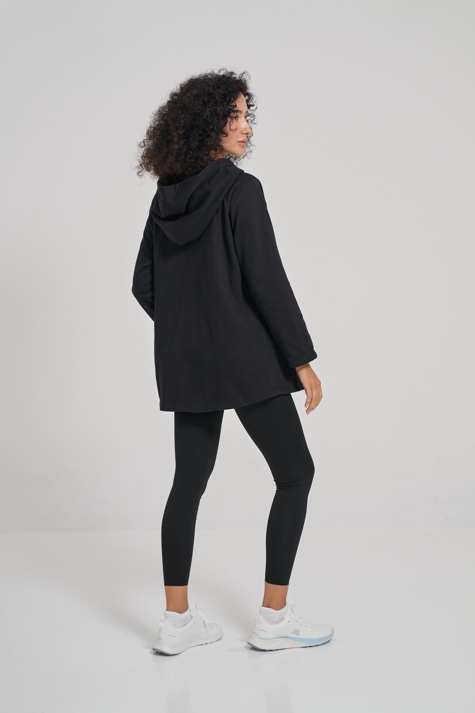 Black Terry Cotton Hooded Jacket 