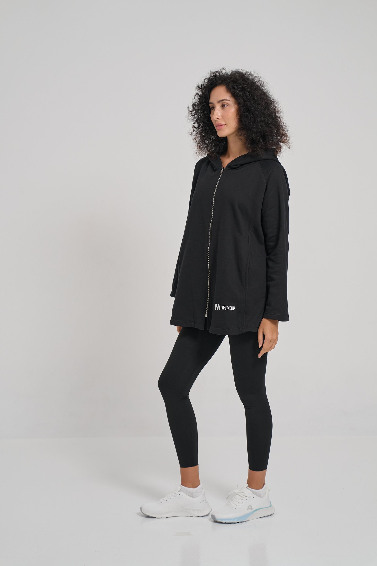 Black Terry Cotton Hooded Jacket 