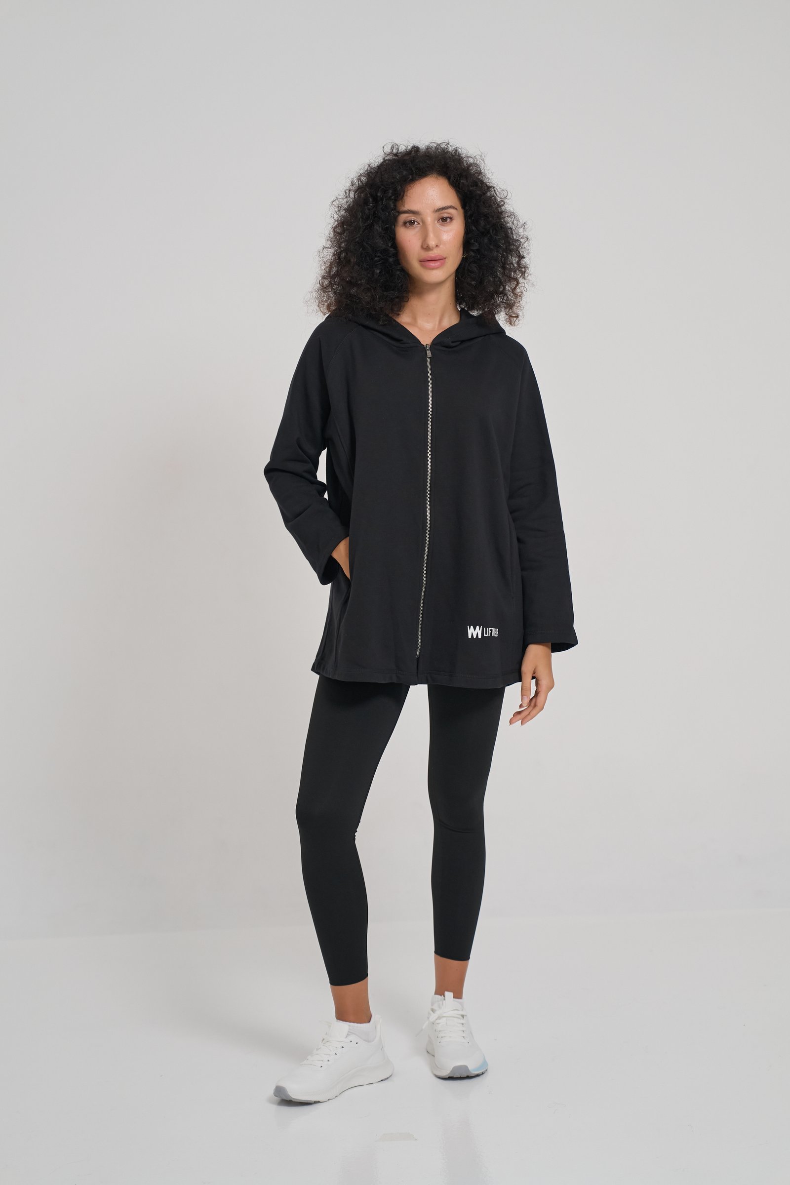 Black Terry Cotton Hooded Jacket 